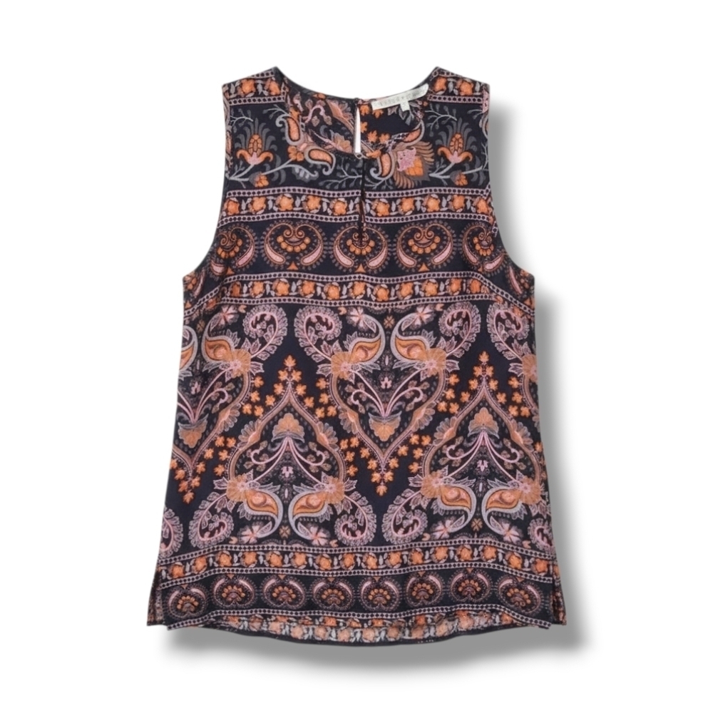 Violet + Claire Women's multicolor boho paisley print sleeveless blouse  - small